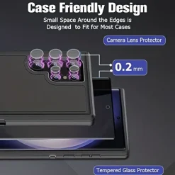 [1+2Pack] Screen Protector + Camera Lens Protector For Samsung Galaxy S25 Ultra S25 Ultra Plus S24 Ultra Plus S23 S22 S21 S20 Ultra Plus FE Note 20 Ultra Tempered Glass Privacy Anti-Spy 9H Hardness