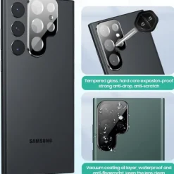[2+2Pack] Screen Protector + Camera Lens Protector For Samsung Galaxy S25 Ultra S25 Ultra Plus S24 Ultra Plus S23 S22 S21 S20 Plus Ultra S10 Tempered Glass 9H Hardness Anti Bubbles Anti-Fingerprint