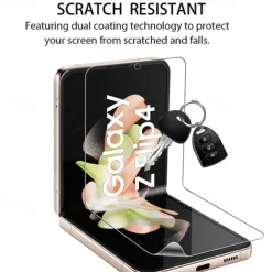 [2+2Pack] Screen Protector + Camera Lens Protector For Samsung Galaxy Z Flip 7 Z Flip 6 Z Flip 5 Z Flip 4 Z Flip 3 TPU Hydrogel 9H Hardness Self-healing Anti Bubbles Anti-Fingerprint High Definition