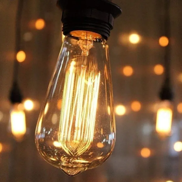 6-Pack 40W Edison Light Bulbs ST58 Filament Vintage Bulb Antique Style Incandescent Light Bulbs - AC220/110V E26/E27 Base -Clear Glass- Tear Drop Top Lamp for Chandeliers Wall Sconces Pendant Lighting
