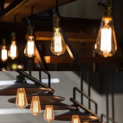 6-Pack 40W Edison Light Bulbs ST58 Filament Vintage Bulb Antique Style Incandescent Light Bulbs - AC220/110V E26/E27 Base -Clear Glass- Tear Drop Top Lamp for Chandeliers Wall Sconces Pendant Lighting