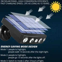 1/2PACK 4000W LED Rotatable Solar Wall Light Outdoor Waterproof Rotatable 270 Wide Angle PIR Human Body Motion Sensor with Bracket Suitable for Garden Path Lighting Street Light