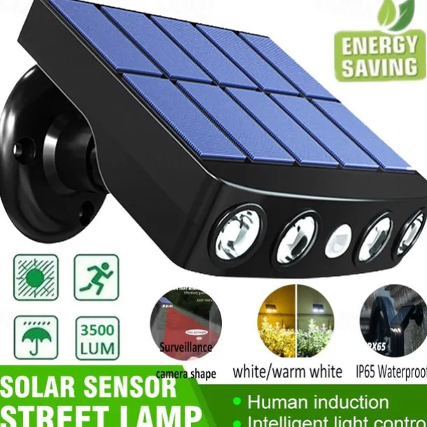 1/2PACK 4000W LED Rotatable Solar Wall Light Outdoor Waterproof Rotatable 270 Wide Angle PIR Human Body Motion Sensor with Bracket Suitable for Garden Path Lighting Street Light