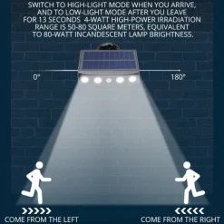 1/2PACK 4000W LED Rotatable Solar Wall Light Outdoor Waterproof Rotatable 270 Wide Angle PIR Human Body Motion Sensor with Bracket Suitable for Garden Path Lighting Street Light