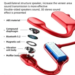 Painless Open Ear Wireless Bluetooth5.2 Headphones Waterproof Sport Earhook Earphone Stereo Hands-free Bluetooth Headset with Microphone for Running Riding Sport Headset