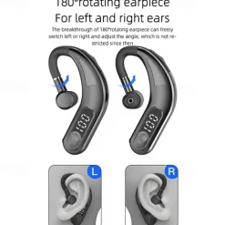 Painless Wear Earhook Bluetooth Earphone Handsfree Wireless Bluetooth Headset Stereo In-Ear Headphone with Mic for Business Driver Trucker Hand-free Calling