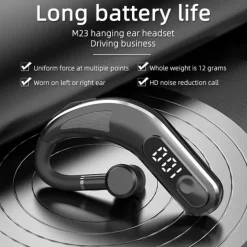 Painless Wear Earhook Bluetooth Earphone Handsfree Wireless Bluetooth Headset Stereo In-Ear Headphone with Mic for Business Driver Trucker Hand-free Calling