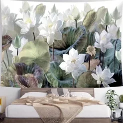 Painting Lotus Flower Hanging Tapestry Wall Art Large Tapestry Mural Decor Photograph Backdrop Blanket Curtain Home Bedroom Living Room Decoration