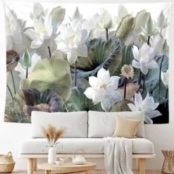Painting Lotus Flower Hanging Tapestry Wall Art Large Tapestry Mural Decor Photograph Backdrop Blanket Curtain Home Bedroom Living Room Decoration