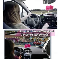 1Pair Car Pendant Interior Hanging Rearview Mirrors Short Plush Fuzzy Dice 2.75inc Plush Car Decorative Hanging Mirror Fuzzy Dice Lucky Hanging Accessories