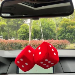 1Pair Car Pendant Interior Hanging Rearview Mirrors Short Plush Fuzzy Dice 2.75inc Plush Car Decorative Hanging Mirror Fuzzy Dice Lucky Hanging Accessories