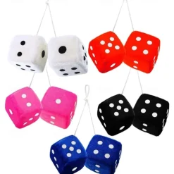 1Pair Car Pendant Interior Hanging Rearview Mirrors Short Plush Fuzzy Dice 2.75inc Plush Car Decorative Hanging Mirror Fuzzy Dice Lucky Hanging Accessories