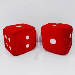 1Pair Car Pendant Interior Hanging Rearview Mirrors Short Plush Fuzzy Dice 2.75inc Plush Car Decorative Hanging Mirror Fuzzy Dice Lucky Hanging Accessories