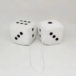 1Pair Car Pendant Interior Hanging Rearview Mirrors Short Plush Fuzzy Dice 2.75inc Plush Car Decorative Hanging Mirror Fuzzy Dice Lucky Hanging Accessories