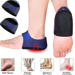 1pair Heel Brace With Hook And Loop Fastener Breathable Heel Cushions Heel Cups With Gel Pads For Women Men