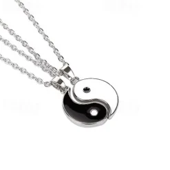 1pair yin yang pendant chain necklace for women or men adjustable 2 pcs best friend black choker necklaces for couples