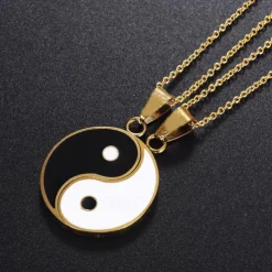 1pair yin yang pendant chain necklace for women or men adjustable 2 pcs best friend black choker necklaces for couples