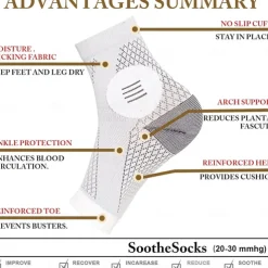 3Pairs Neuropathy Socks - Soothe Relief Compression Socks 20-30 mmHg - Comprex Ankle Sleeves for Arch Support, Achilles Tendonitis, and Foot Pain Relief