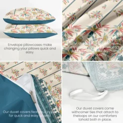 Palm Tree Duvet Cover Full Size Bedding Set Cotton Bed Sets Quilt Cover Soft Lightweight Comforter Cover with 2 Pillowcases for Summer Spring Blue Red