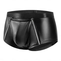 Pants Boxer Briefs Underwear Carnival Costume Men's Zipper Front Shiny Metallic Sexy Costume Spandex Costume for Performance Club Pole Dance Halloween Carnival Masquerade Adults'