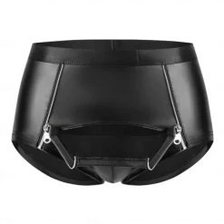 Pants Boxer Briefs Underwear Carnival Costume Men's Zipper Front Shiny Metallic Sexy Costume Spandex Costume for Performance Club Pole Dance Halloween Carnival Masquerade Adults'