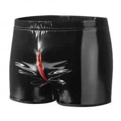 Pants Boxer Briefs Underwear Carnival Costume Men's Zipper Front Shiny Metallic Zipper Up Spandex Costume for Performance Club Pole Dance Halloween Carnival Masquerade Adults'