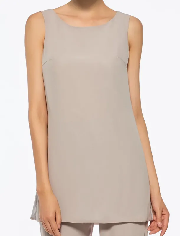 Pantsuit 3 Piece Mother of the Bride Elegant Plus Size Floor Length Chiffon Sleeveless Wrap Included with Solid Color to impress free custom size