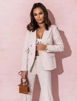 Pantsuit Mother of the Bride Pantsuit Elegant Blazer Lapel Floor Length Long Sleeve with Metal Buttons Solid Color