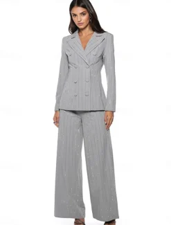 Pantsuit Mother of the Bride Dress Elegant Shirt Collar Ankle Length Polyester Long Sleeve with Buttons
