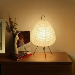 Paper Lamp Modern Retro Desk Lamp Japanese Design Paper Lampshade LED Rice Paper Desk Lamp Homestay Bedroom Living Room/Restaurant Decoration Home Study Desk Lamp 110-240V