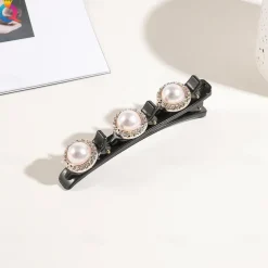 parkling Crystal Stone Braided Hair Clips with 3 Small Clips Pearl shaped hairpin duckbill clipBraided Hair Clip with Rhinestones for Women/Girls