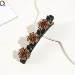 parkling Crystal Stone Braided Hair Clips with 3 Small Clips Pearl shaped hairpin duckbill clipBraided Hair Clip with Rhinestones for Women/Girls