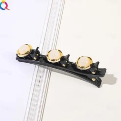 parkling Crystal Stone Braided Hair Clips with 3 Small Clips Pearl shaped hairpin duckbill clipBraided Hair Clip with Rhinestones for Women/Girls