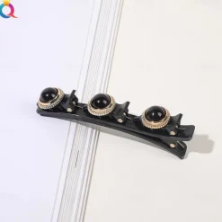 parkling Crystal Stone Braided Hair Clips with 3 Small Clips Pearl shaped hairpin duckbill clipBraided Hair Clip with Rhinestones for Women/Girls