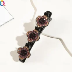 parkling Crystal Stone Braided Hair Clips with 3 Small Clips Pearl shaped hairpin duckbill clipBraided Hair Clip with Rhinestones for Women/Girls