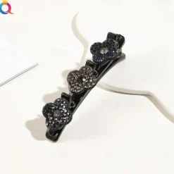 parkling Crystal Stone Braided Hair Clips with 3 Small Clips Pearl shaped hairpin duckbill clipBraided Hair Clip with Rhinestones for Women/Girls