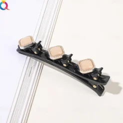 parkling Crystal Stone Braided Hair Clips with 3 Small Clips Pearl shaped hairpin duckbill clipBraided Hair Clip with Rhinestones for Women/Girls