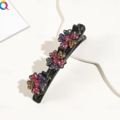 parkling Crystal Stone Braided Hair Clips with 3 Small Clips Pearl shaped hairpin duckbill clipBraided Hair Clip with Rhinestones for Women/Girls