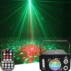 Party Light Indoor Disco Ball Light – Sound Activated DJ LED Stage Lights with Pattern Projection & Remote Control, Perfect Gift for Parties and Events
