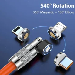 Passenger Cable Rotating Magnetic Cable 540 Degrees Fast Charging Silicone TYPEC Triple Hand Travel Magnetic Cable Charging Cable