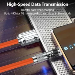 Passenger Cable Rotating Magnetic Cable 540 Degrees Fast Charging Silicone TYPEC Triple Hand Travel Magnetic Cable Charging Cable