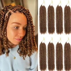 Passion Twist Hair 12 Inch Water Wave Crochet Hair for Black Women Short Passion Twist Crochet Hair for Butterfly Locs 8 Packs Bob Spring Twist Hair Synthetic Curly Crochet Passion Twist Braiding Hair