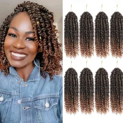 Passion Twist Hair 12 Inch Water Wave Crochet Hair for Black Women Short Passion Twist Crochet Hair for Butterfly Locs 8 Packs Bob Spring Twist Hair Synthetic Curly Crochet Passion Twist Braiding Hair
