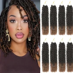 Passion Twist Hair 12 Inch Water Wave Crochet Hair for Black Women Short Passion Twist Crochet Hair for Butterfly Locs 8 Packs Bob Spring Twist Hair Synthetic Curly Crochet Passion Twist Braiding Hair