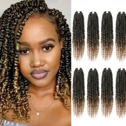 Passion Twist Hair 12 Inch Water Wave Crochet Hair for Black Women Short Passion Twist Crochet Hair for Butterfly Locs 8 Packs Bob Spring Twist Hair Synthetic Curly Crochet Passion Twist Braiding Hair