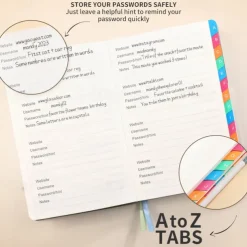 Password Book A5 Letter Tag Password Notebook Computer and Website Login Password Organizer and Manager 240 Pages with Inner Pocket 8.4x5.9 Inches