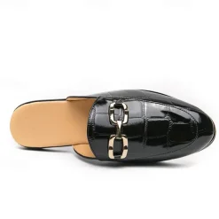 Patent Leather Moccasins for Men - Sophisticated Slip-On with Metal Buckle for Business and Casual Wear