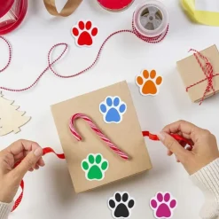 Paw Prints Stickers,(1 Inch/ 500 Stickers) Dog Stickers Dog Puppy Paw Prints Stickers,Colorful Self-Adhesive Labels Animal Decal,Paw Prints Envelope Seal for Classroom Kids (Black+Multi, 1 Inch)