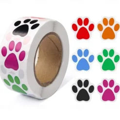 Paw Prints Stickers,(1 Inch/ 500 Stickers) Dog Stickers Dog Puppy Paw Prints Stickers,Colorful Self-Adhesive Labels Animal Decal,Paw Prints Envelope Seal for Classroom Kids (Black+Multi, 1 Inch)