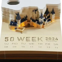 1pc 2024 Desk Calendar Memo Pad 3D Magic Castle Weekly Calendar Notepad 3D Memo Pad DIY Decoration Gift